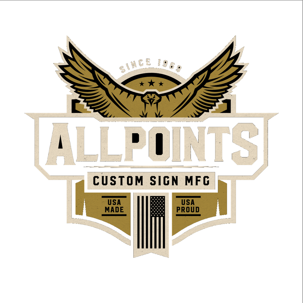 Allpoints Custom Sign Co. eagle crest — USA made, USA proud