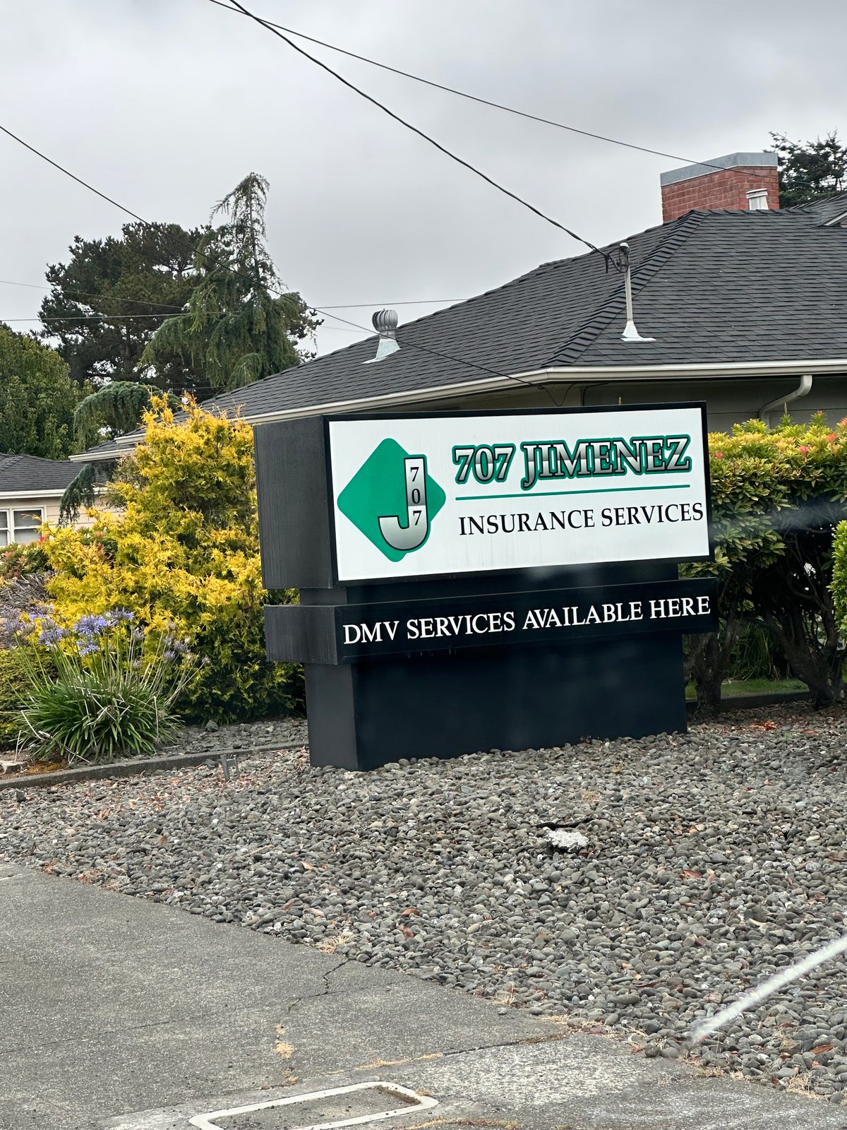 Monument sign for 707 Jimenez Insurance Services