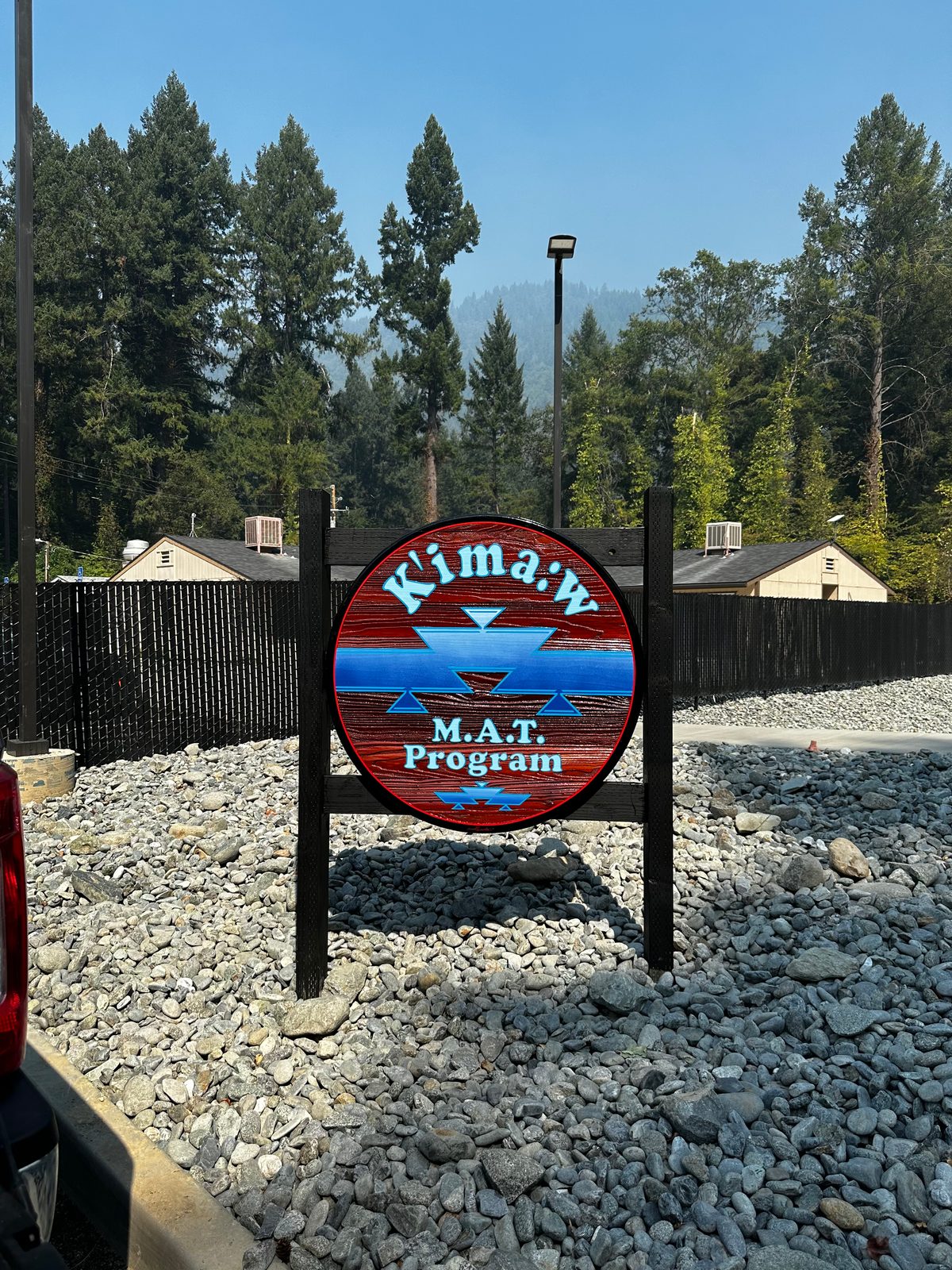 Custom post-and-panel sign for the K'ima:w Medical Center M.A.T. Program