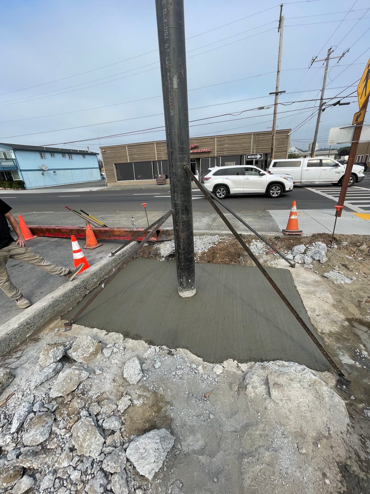Pouring a new pole foundation for a sign installation